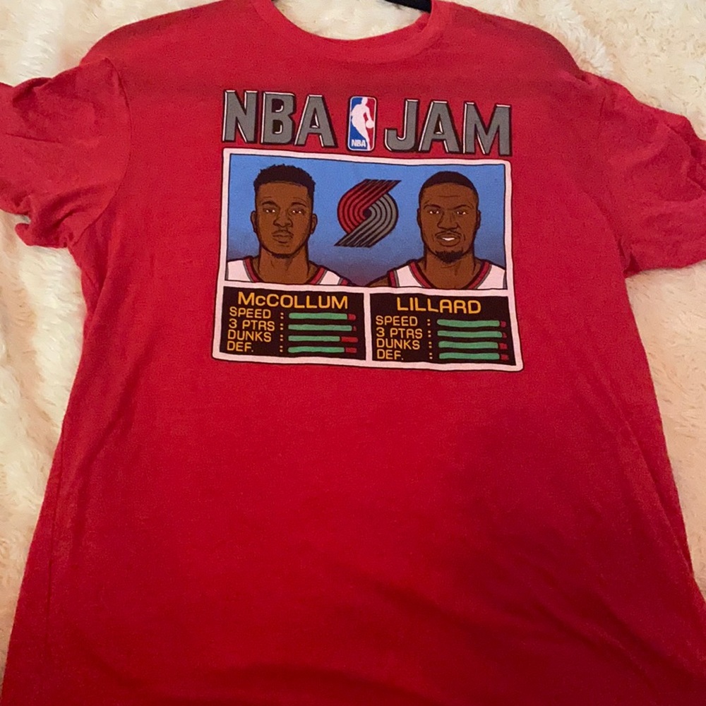 Red NBA JAM T-shirt McCollum and Lillard